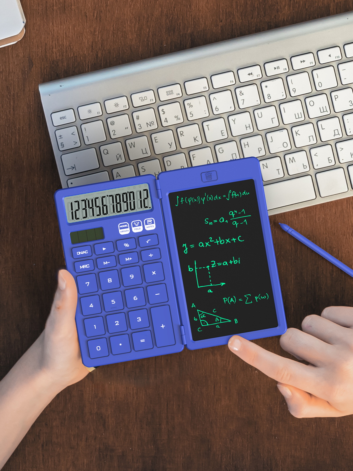 ROATEE Basic Calculator with Writing Board (Blue)