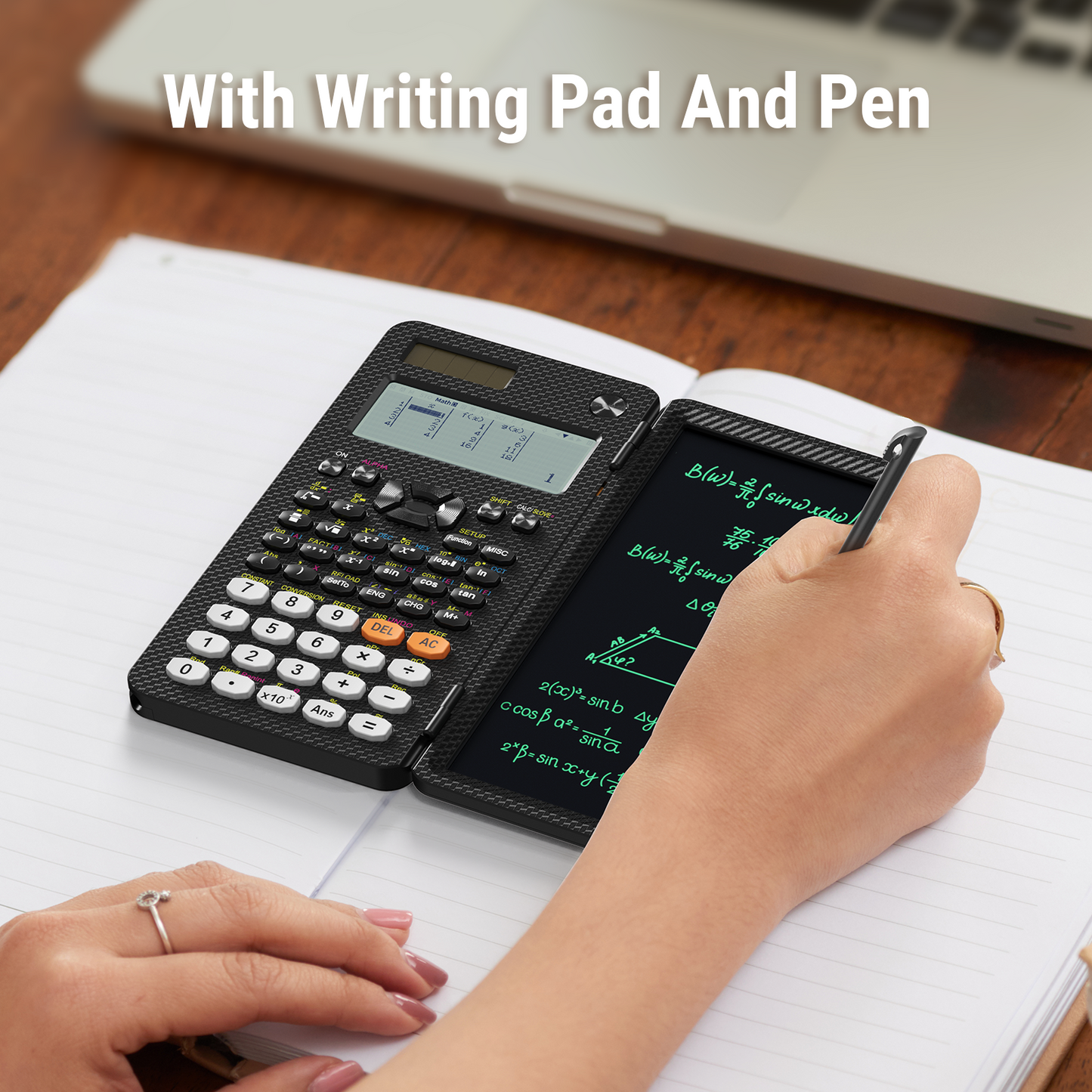 ROATEE Rechargeable 991EX 552 Functions Scientific Calculator with Writing Pad(Black)