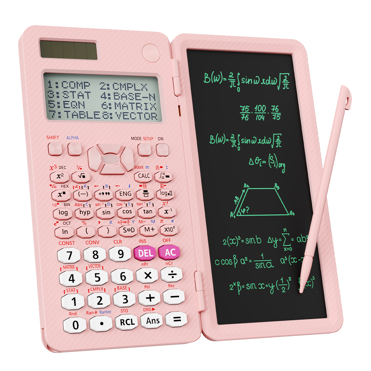 ROATEE Rechargeable 991ES MAX 417 Functions Scientific Calculator with Writing Pad(Pink)
