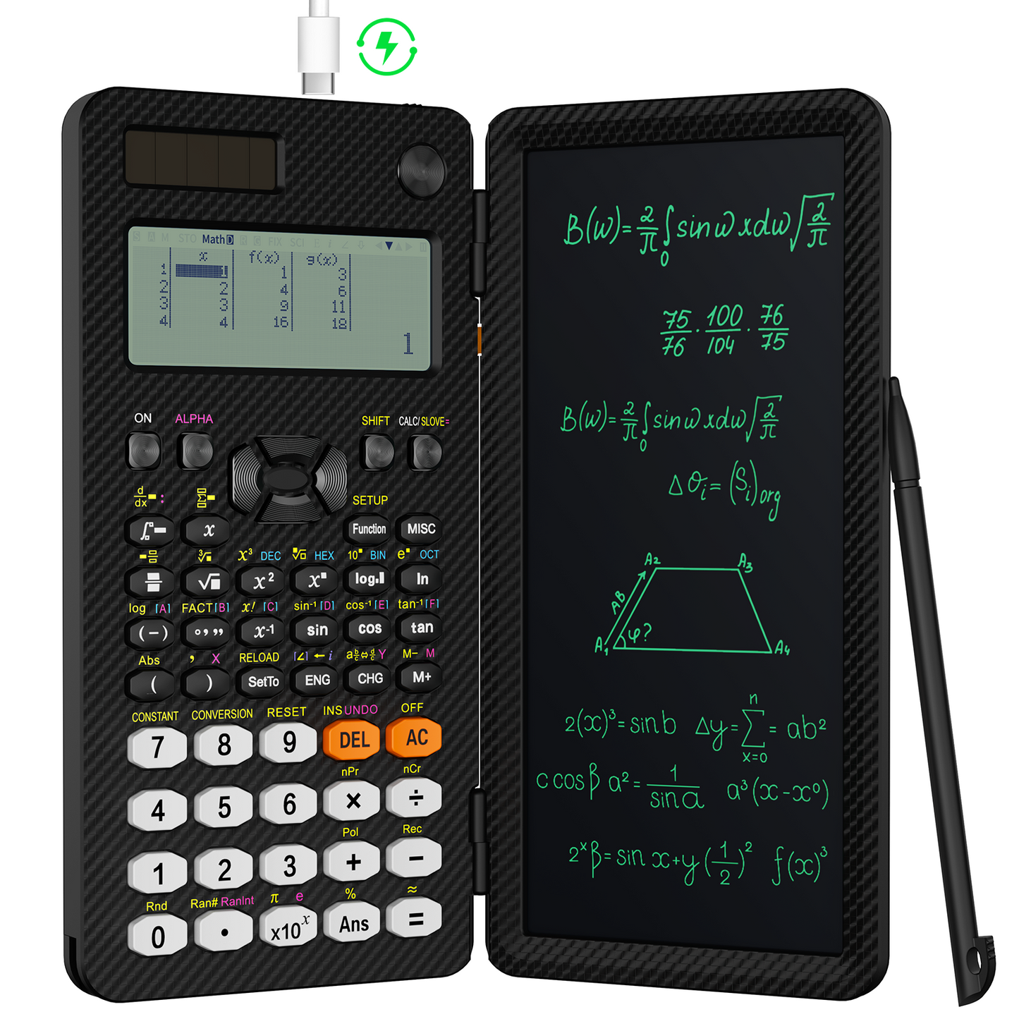 ROATEE Rechargeable 991EX 552 Functions Scientific Calculator with Writing Pad(Black)