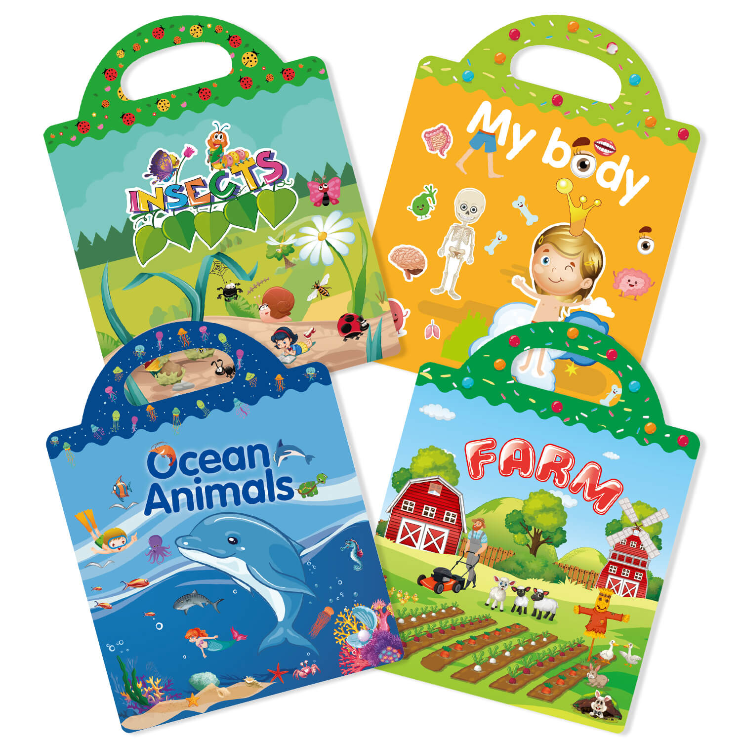 Reusable Sticker Book for Kids (Farm, Ocean Animals, Insects, Body) – My  Store