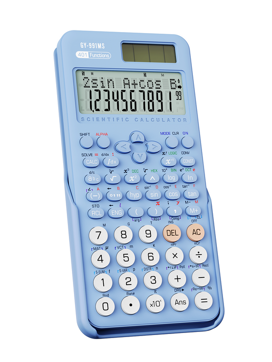 ROATEE 991MS 401 Functions Scientific Calculator 2-Line Display Desktop Calculator with Sliding Cover（Blue）