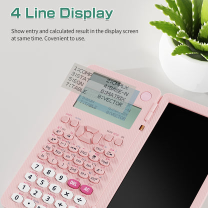 ROATEE Rechargeable 991ES MAX 417 Functions Scientific Calculator with Writing Pad(Pink)