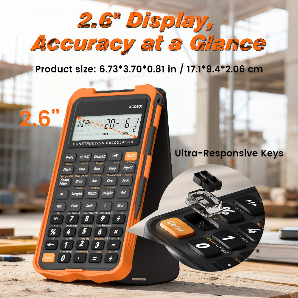 ROATEE Pocket 12 Digits Construction Calculator with Writing Board for Carpenter, Framer, Remodeler