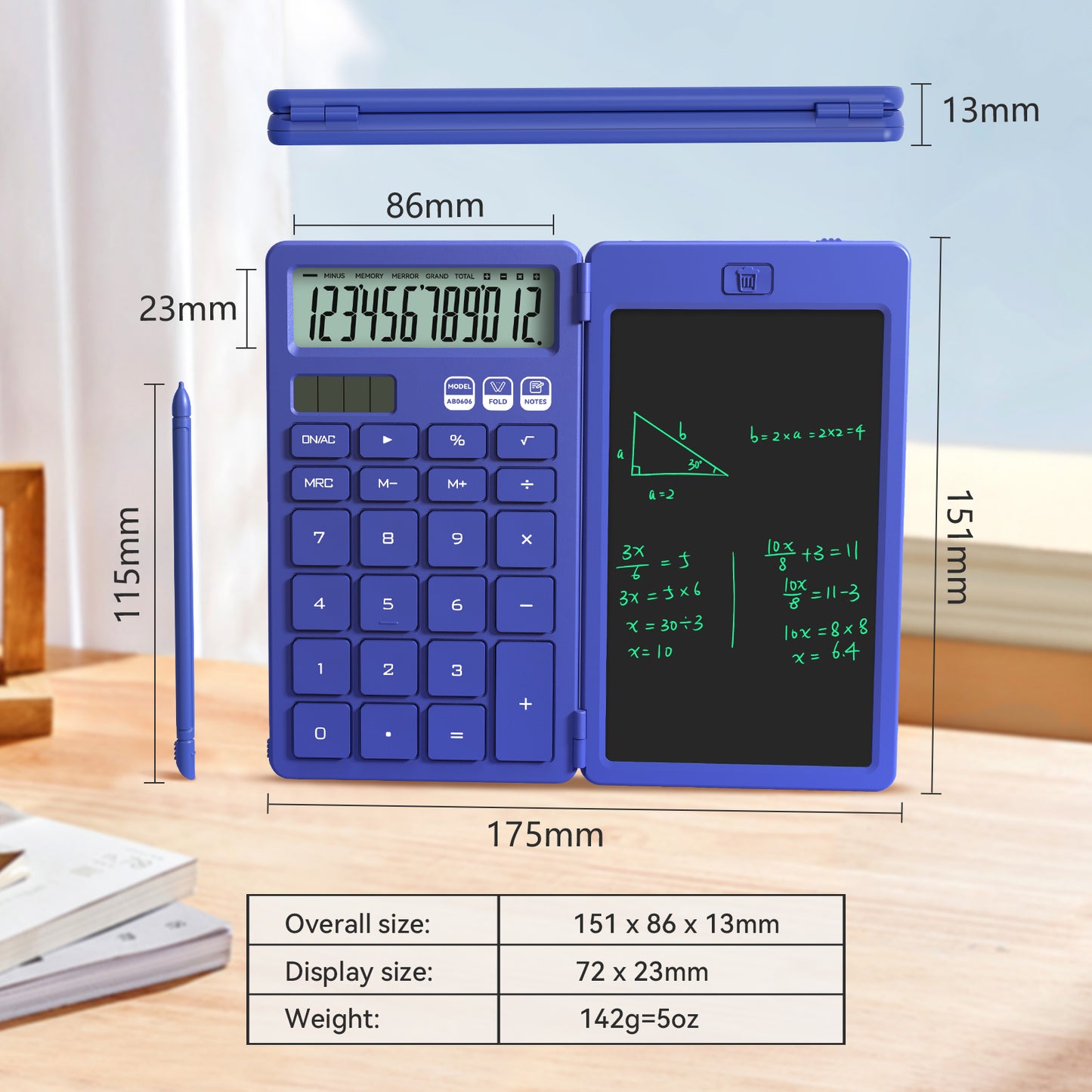 ROATEE Basic Calculator with Writing Board (Blue)