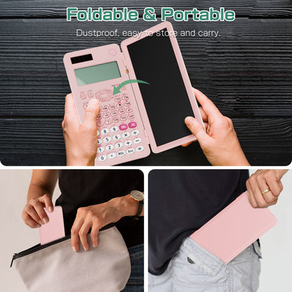 ROATEE Rechargeable 991ES MAX 417 Functions Scientific Calculator with Writing Pad(Pink)