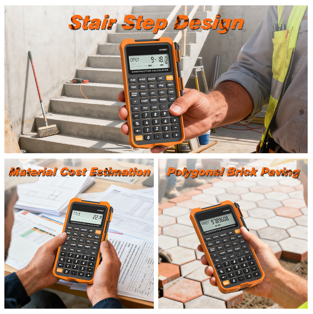 ROATEE Pocket 12 Digits Construction Calculator with Writing Board for Carpenter, Framer, Remodeler