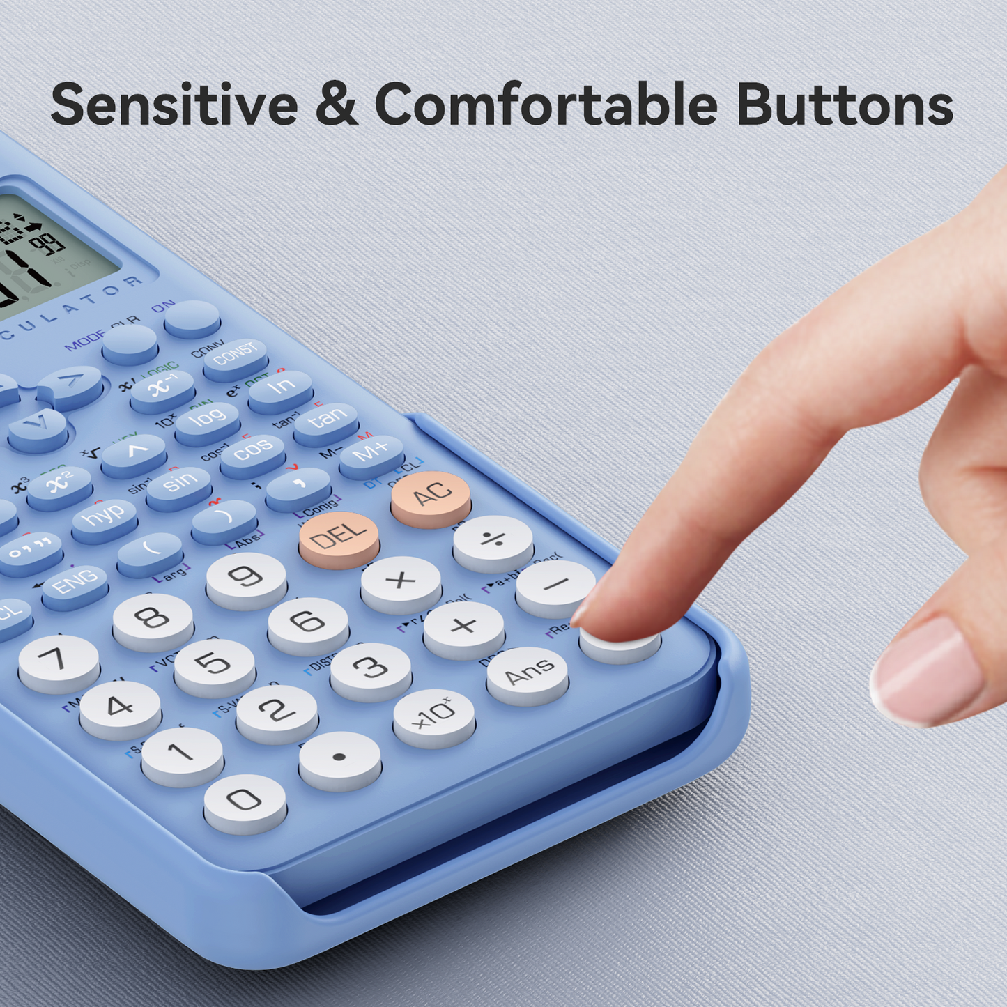 ROATEE 991MS 401 Functions Scientific Calculator 2-Line Display Desktop Calculator with Sliding Cover（Blue）