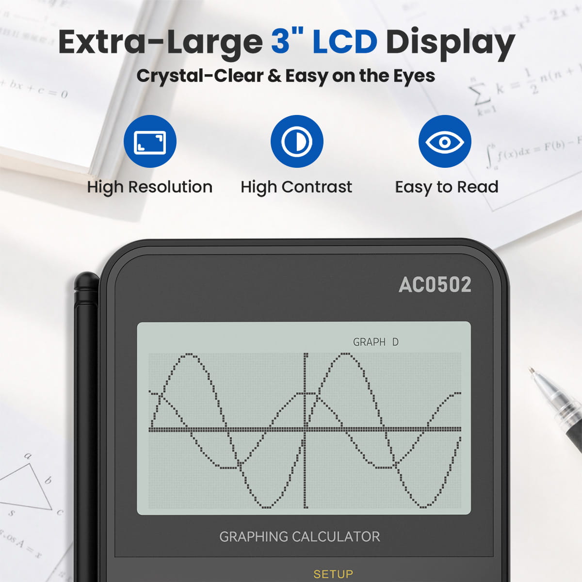 ROATEE Big Screen Rechargeable Graphing Scientific Calculator with Notepad