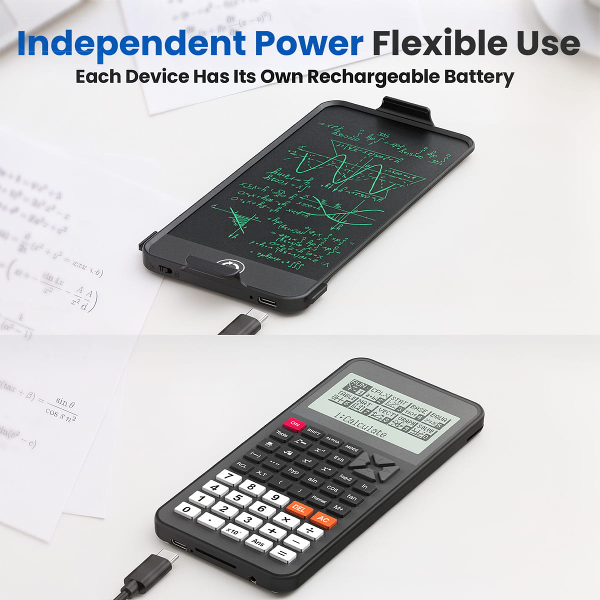 ROATEE Big Screen Rechargeable Graphing Scientific Calculator with Notepad