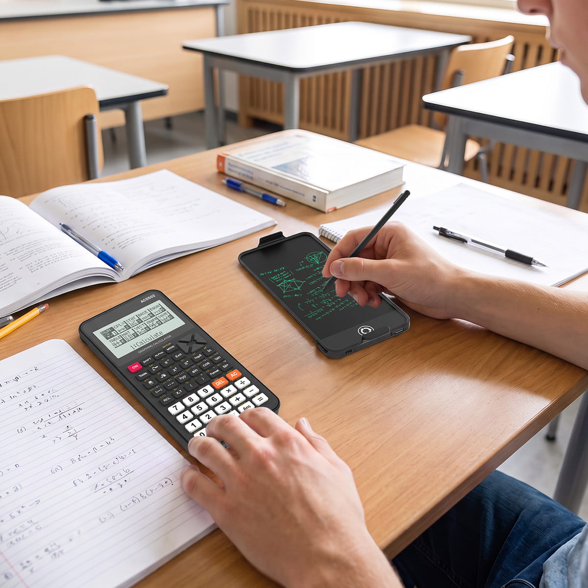ROATEE Big Screen Rechargeable Graphing Scientific Calculator with Notepad