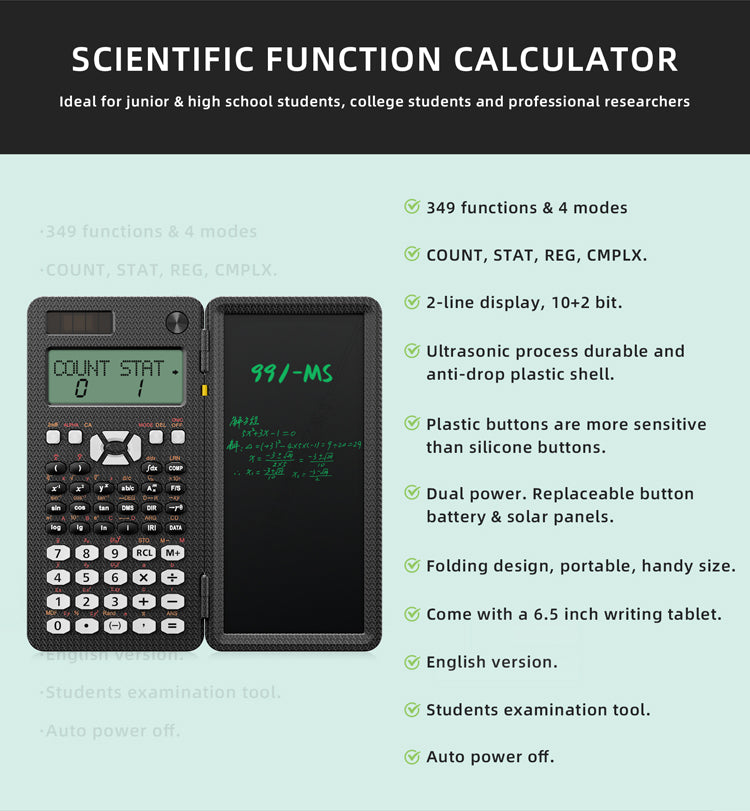 ROATEE 991MS 349 Functions Scientific Calculator with Writing Pad