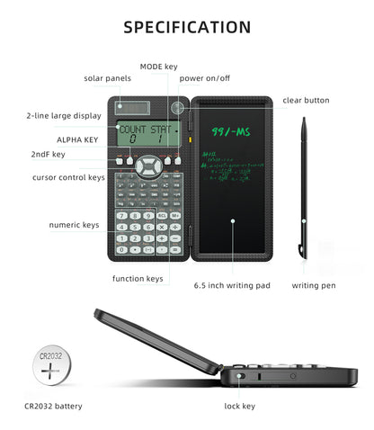 ROATEE 991MS 349 Functions Scientific Calculator with Writing Pad
