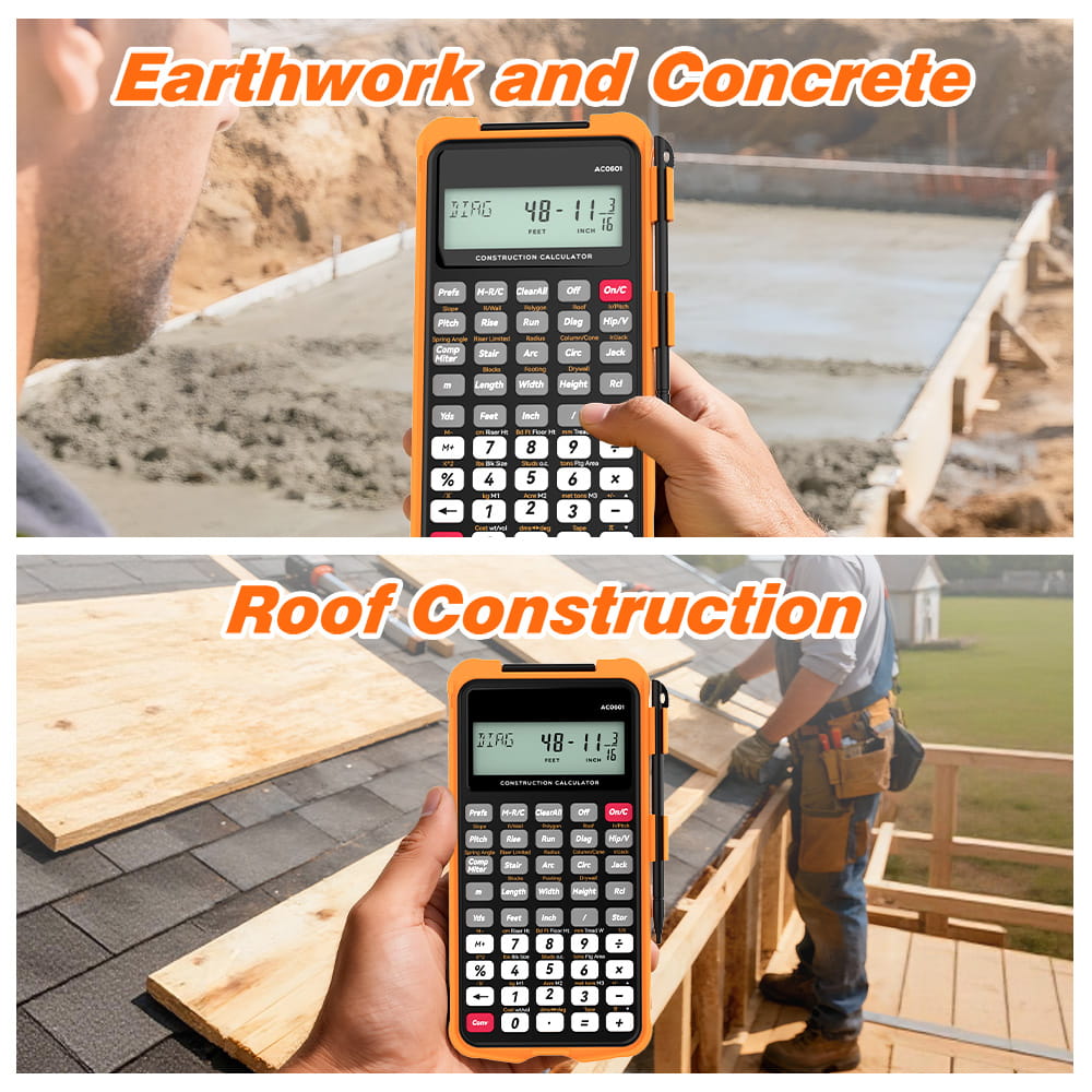 ROATEE Pocket 12 Digits Construction Calculator with Writing Board for Carpenter, Framer, Remodeler