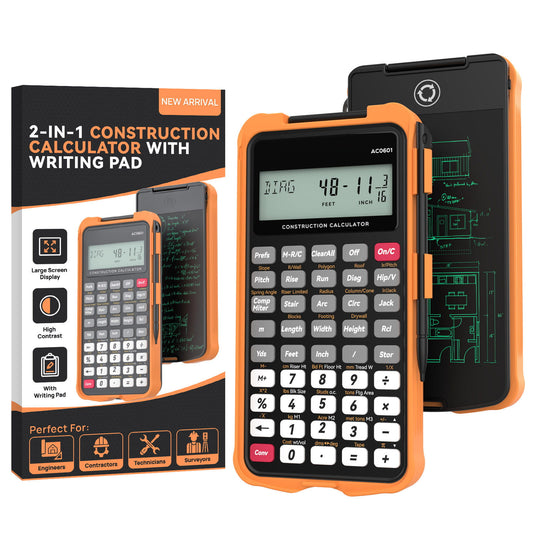 ROATEE Pocket 12 Digits Construction Calculator with Writing Board for Carpenter, Framer, Remodeler